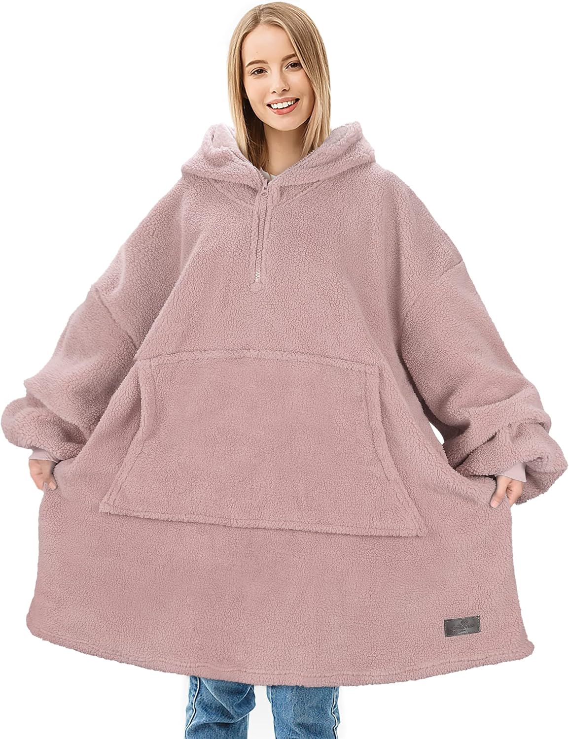 Catalonia Classy Quarter Zip Hoodie Blanket, Warm Gift, Oversized Hoody