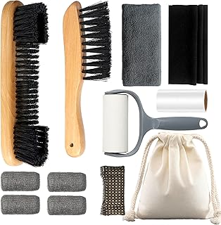 LAKINGO Pool Table Brush Set for Felt, 12 Kit Billiard Table Cleaning Accessories with 2 Wood Brush, 4 Ferrule Polish Cloths, Cue Shaft Cleaner Cloth, Sticky Lint Roller, Storage Bag