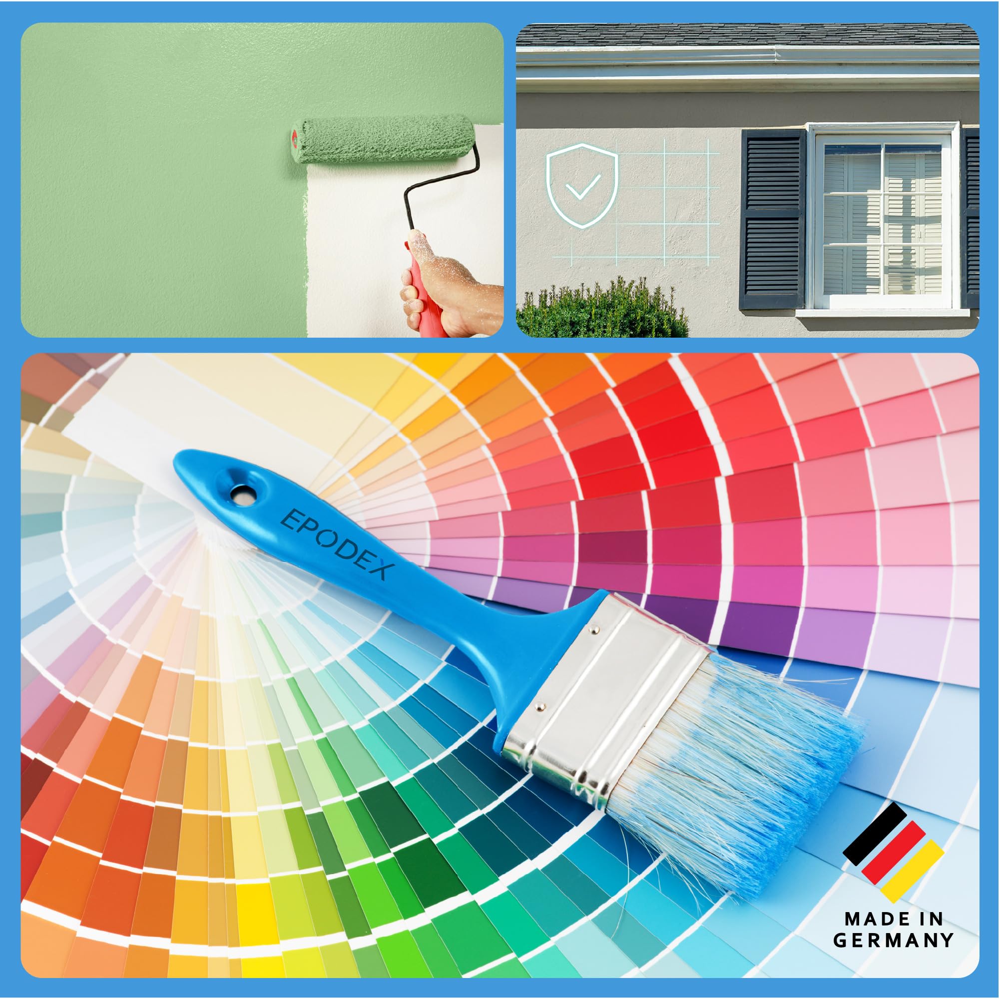 EPODEX EXTERIOR PAINT Fassadenfarbe - Anthrazitgrau Pastell | Sockelfarbe & Außenfarbe, Matt, atmungsaktiv & wetterfest, Für Putz, Beton uvm, 12 kg - 60m² bei einmaligem Anstrich