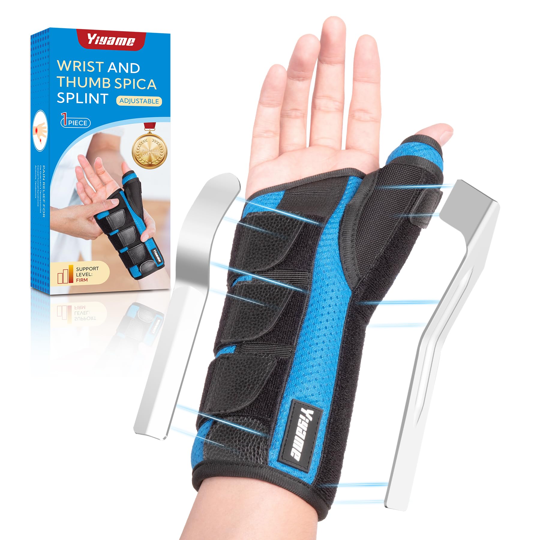 YiYame Thumb Spica Splint, De Quervain's Tenosynovitis Brace, Carpal Tunnel Wrist Brace with Thumb Support, Wrist and Thumb Brace for Trigger Thumb,