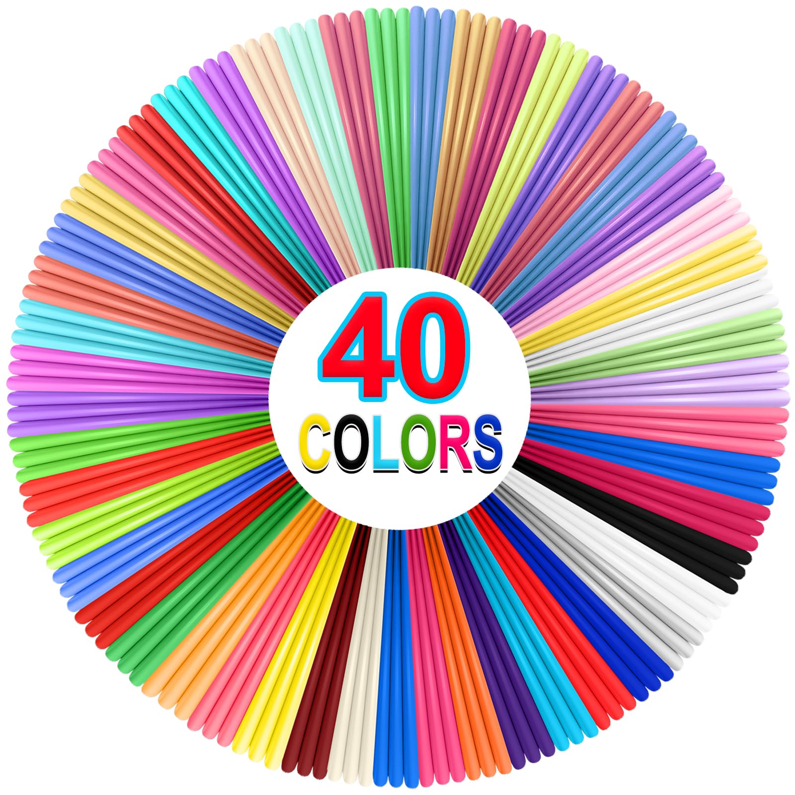 40 Colours PLA 3D Pencil Filament 1.75mm Refills for 3D Pen with 2 Finger Caps Refills 3D Pen Total 120 Meters Used with MYNT3D and SCRIB3D 3D Printing Pen