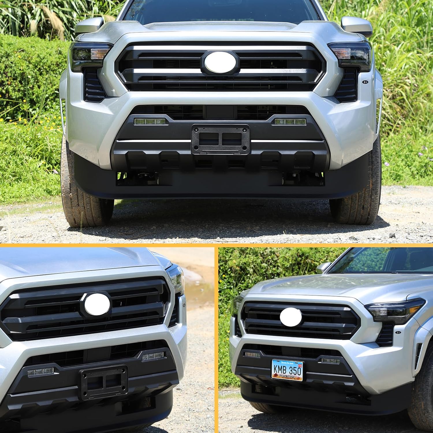 License Plate Frame Bracket Compatible with Toyot@ Tacoma 2024 2025,ABS Tag Frame Front Bumper License Plate Holder Mount Adapter Relocation Kit Accessories 1PCS (Black)