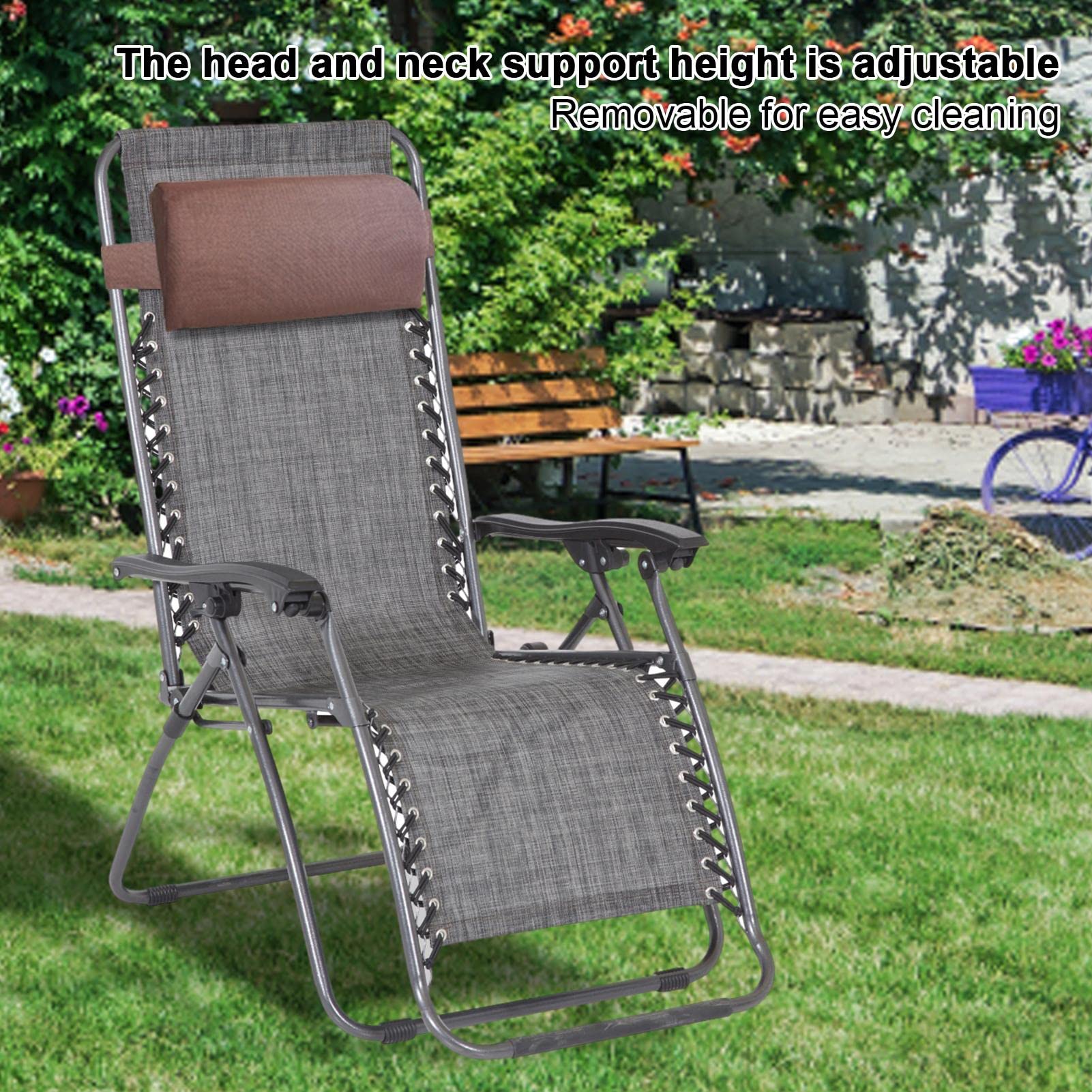 EdorRo Recliner Neck Pillow Headrest Support Pillow Cushion with Adjustable Hook and Loop Fasteners Detachable Head Protector Pillow Cervical Pillow for Chairs, Armchairs