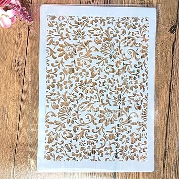 TIAMECH A4 Reusable Leaves Stencil for Painting - Small Leaves Texture Layering Template, DIY Wall Art, Wood Furniture, Scrapbook & Crafts 8.3x11.7inch