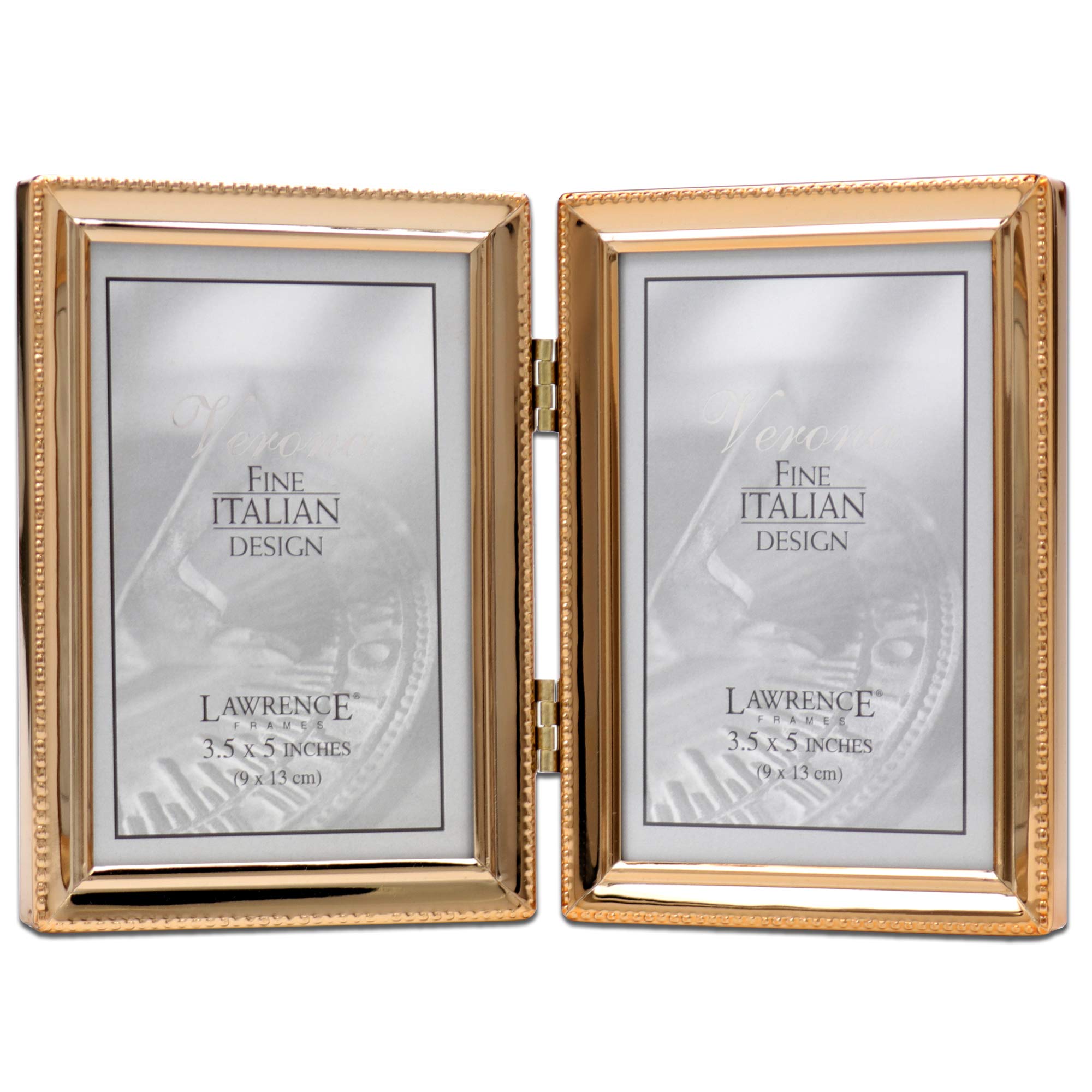Lawrence Frames Klasik Boncuk Resim Çerçevesi, 3,5 x 5 Çift, Altın, 2 Adet