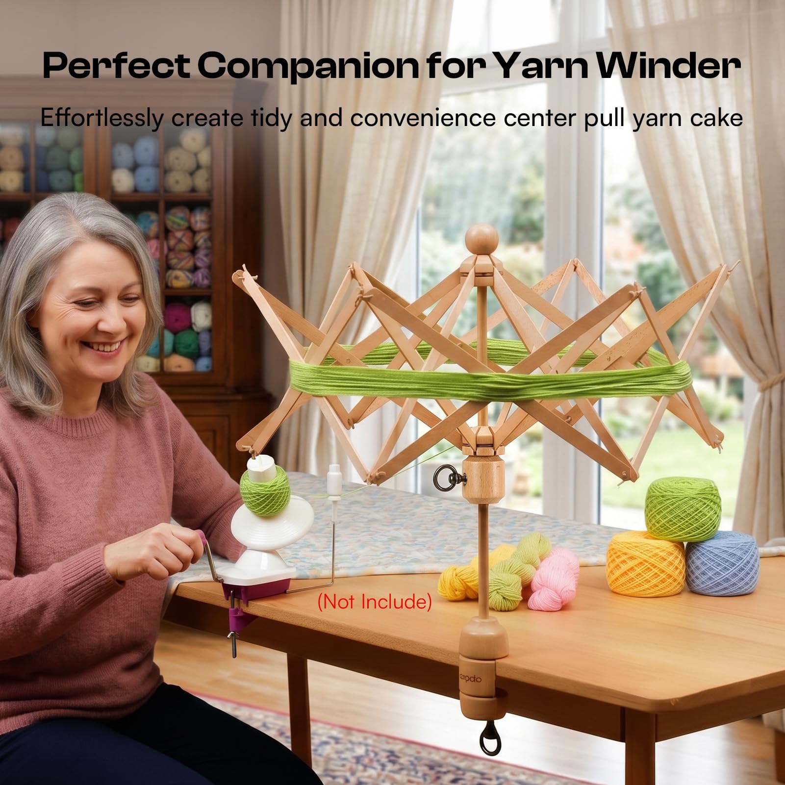 Caydo Schirmhaspel Wollhaspel Wollwickler für Wolle und Garn, Halter für Stränge Flexibles Leichtes und Faltbares Design