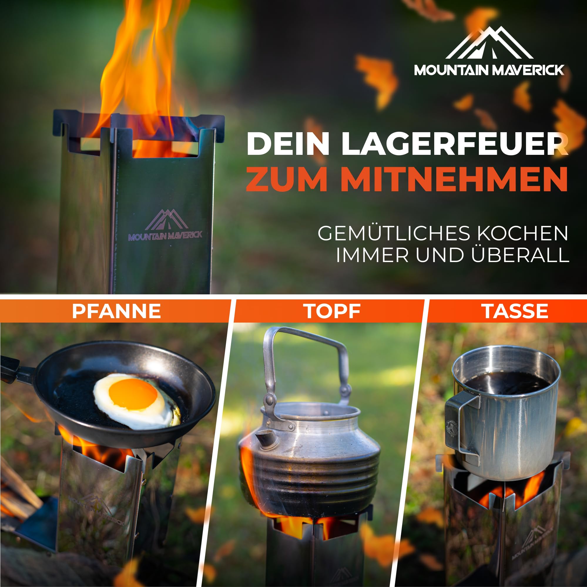 Raketenofen [kinderleichte Montage] ConvectionAirflowTechnology kompakt inkl. Tragetasche Campingkocher Campinggrill Outdoor Survival