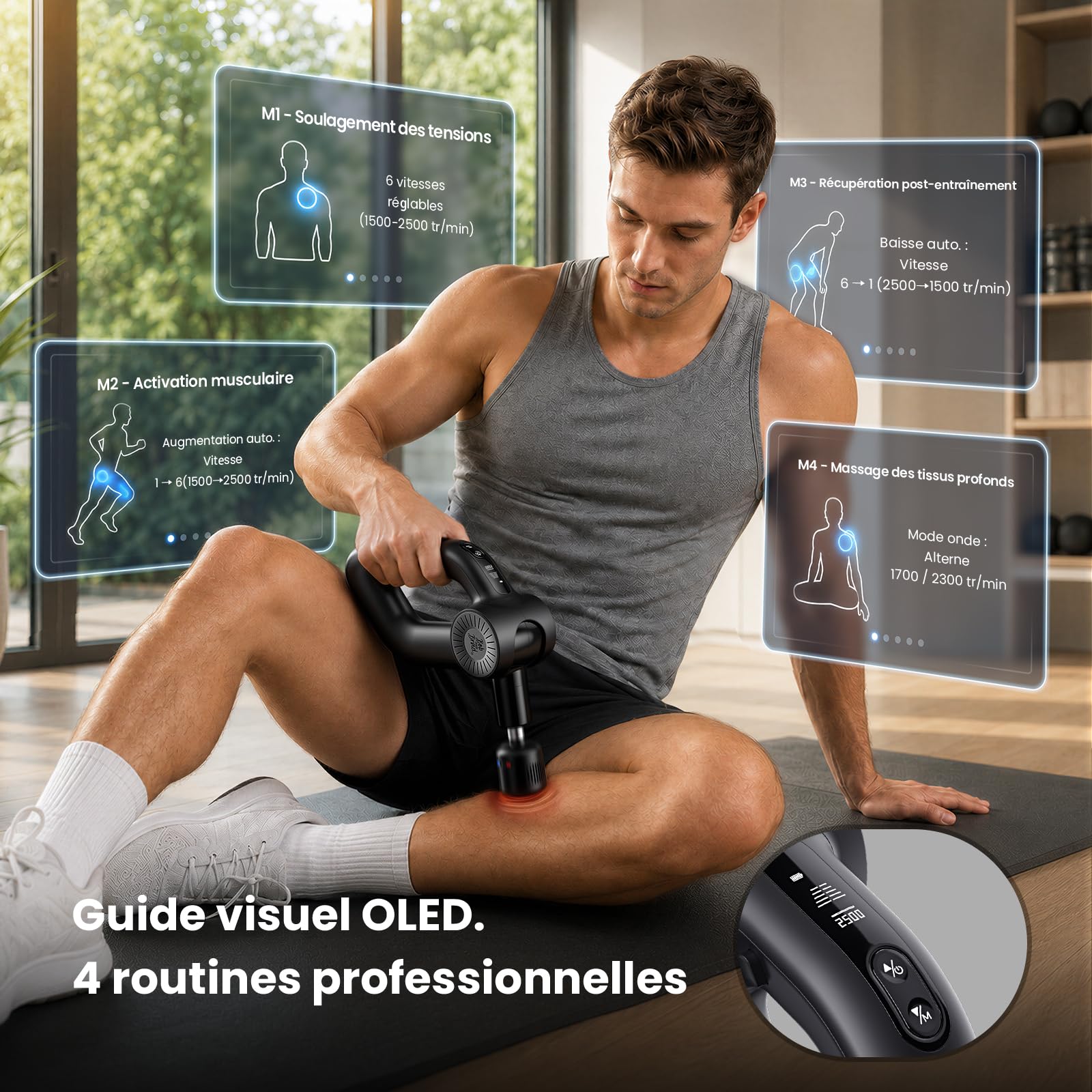BOB AND BRAD D6 Pro Max+ Pistolet de Massage Musculaire avec Tête Chaude et Froide, Amplitude de 16 mm, Massage Gun pour Soulager Douleurs et Raideurs Musculaires, Tissus Profonds