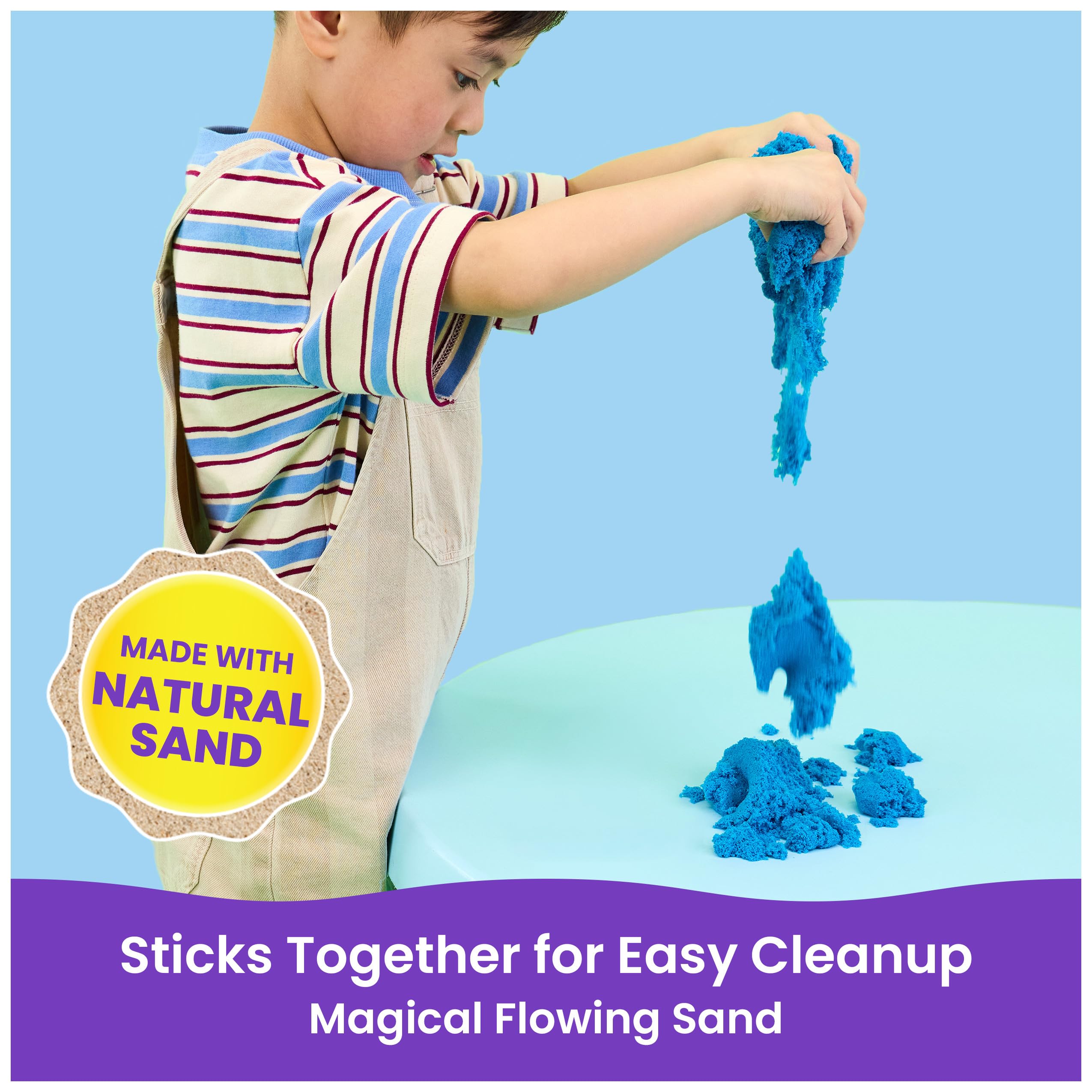 Kinetic Sand, Megacaja con 5 kg de arena de juego moldeable azul, juguetes y mesa sensoriales, kits de manualidades, a partir de 3 años