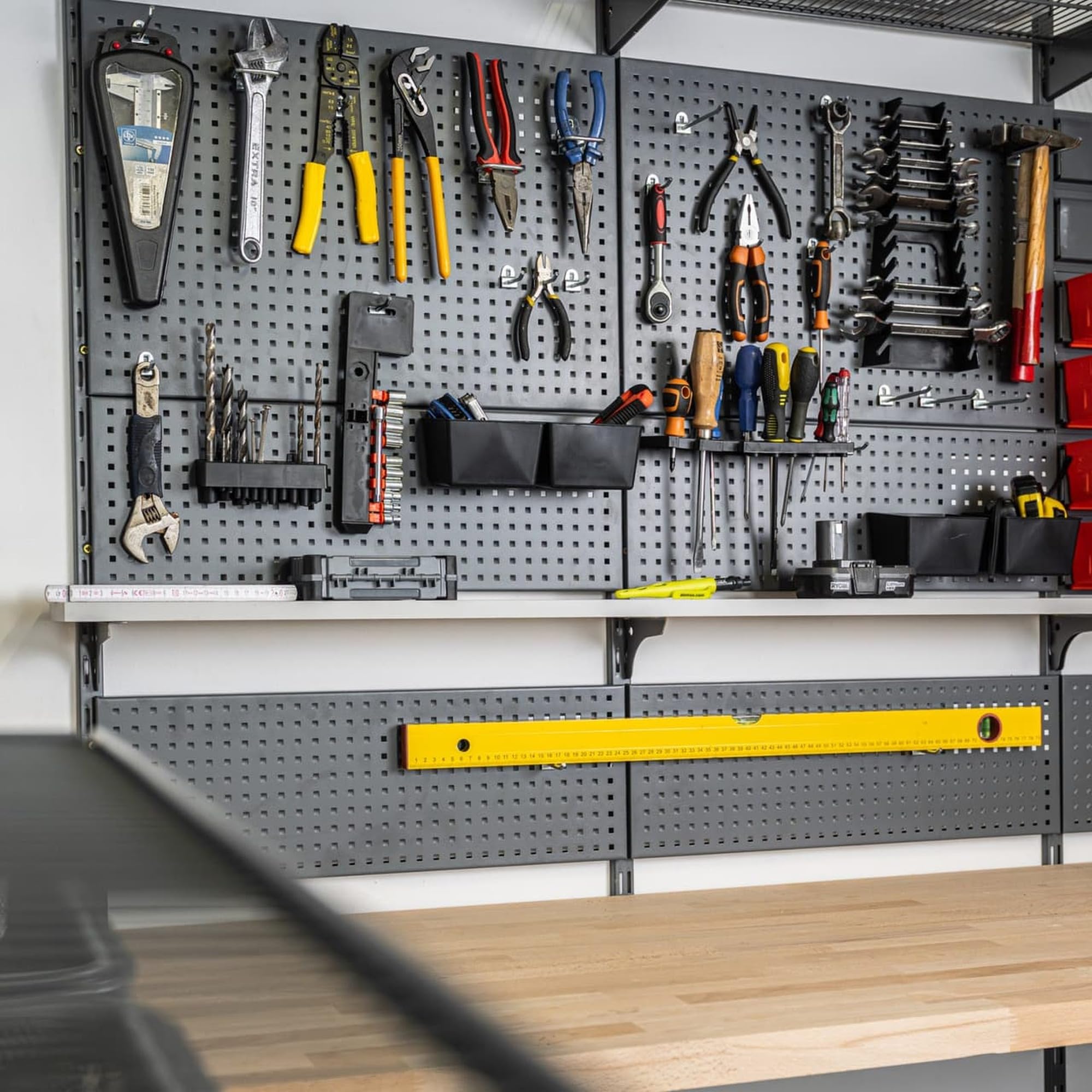 INTEGRI Drahtregal 420 x 1200 mm Weiß 4er-Set Stahl pulverbeschichtet Stecksystem Wandschiene Konsole