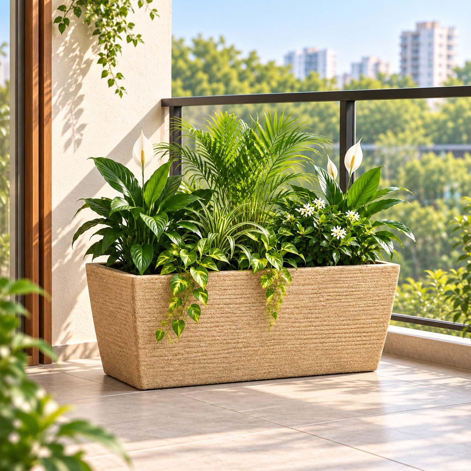 Go Hooked Leios Planter - Marble Rectangular Pot -11