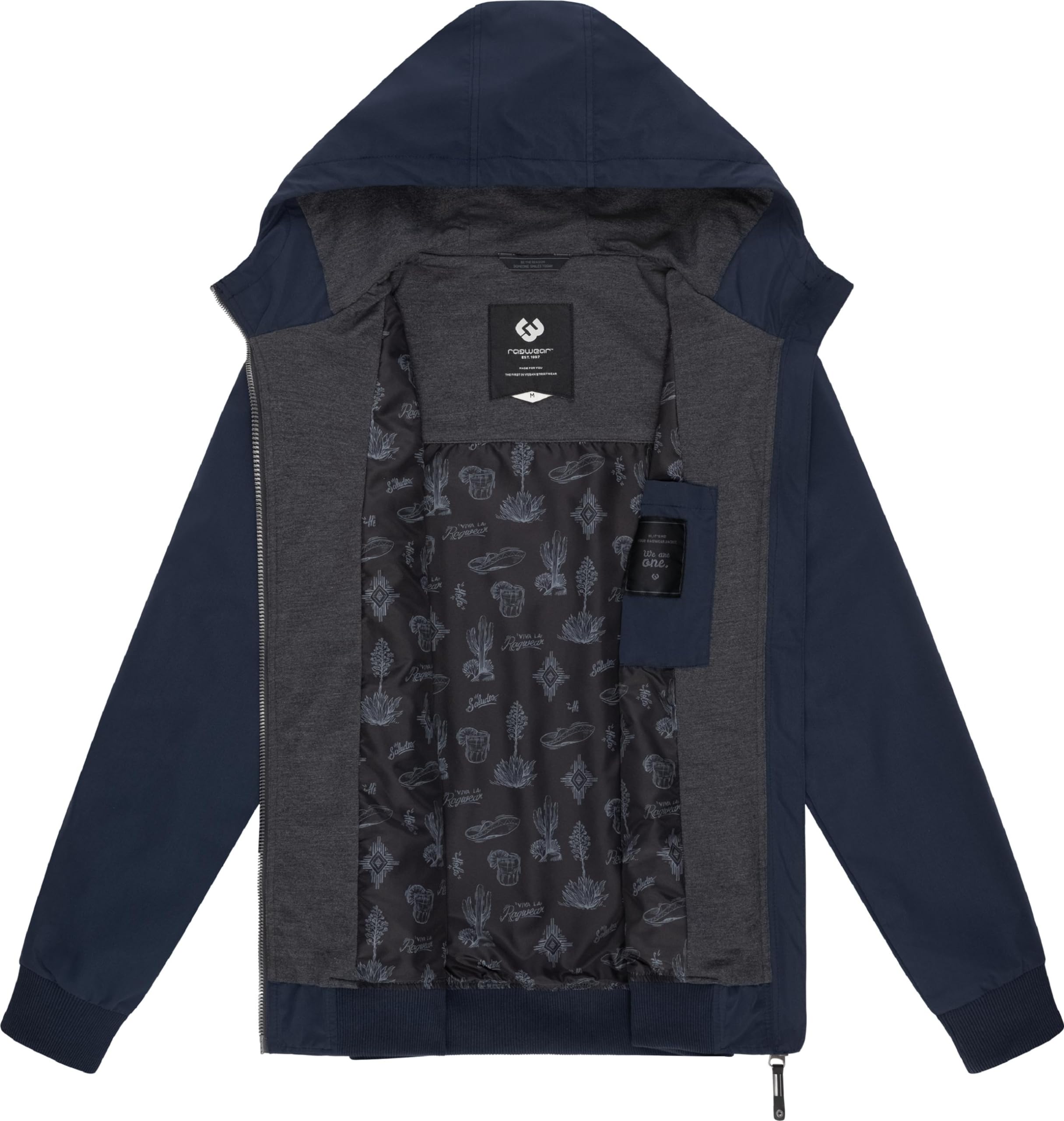 Ragwear Chaqueta de entretiempo ligera para hombre, corta, impermeable, con capucha, Perci YOUMODO S-4XL