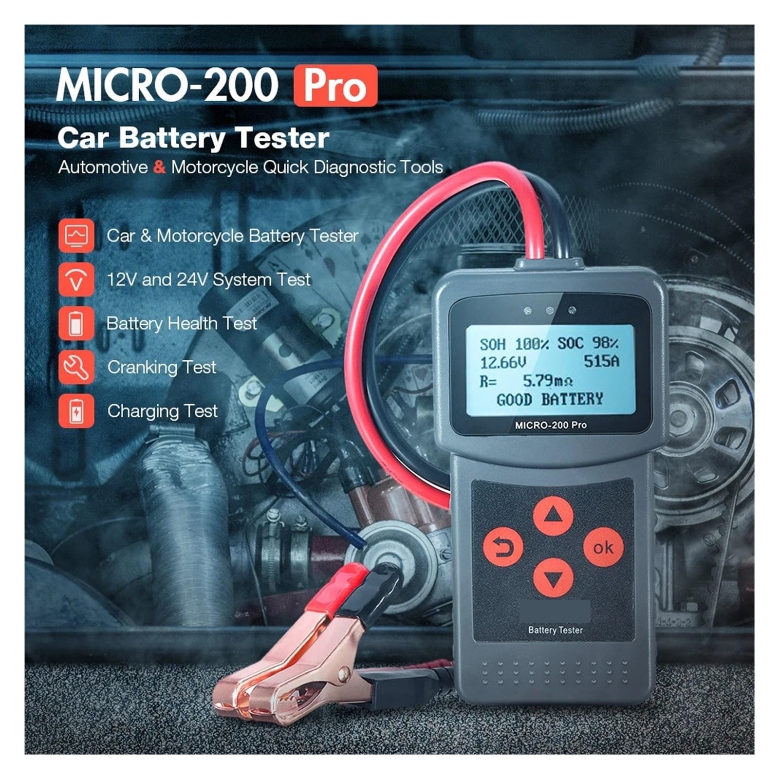 Tester Pojemności Akumulatora 12 V Tester Akumulatora Samochodowego Do Warsztatu Garażowego Narzędzia Samochodowe Mechaniczne