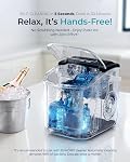 Euhomy Machine à glaçons, 26.5 lbs/24H Machine à glace de comptoir avec auto-nettoyage, 8 Cubes de glace Bullet Prêt en 6 Mins, Machine à glaçon portable compact pour la maison, Cuisine, Bureau, Bar, Fêtes (Noir foncé)