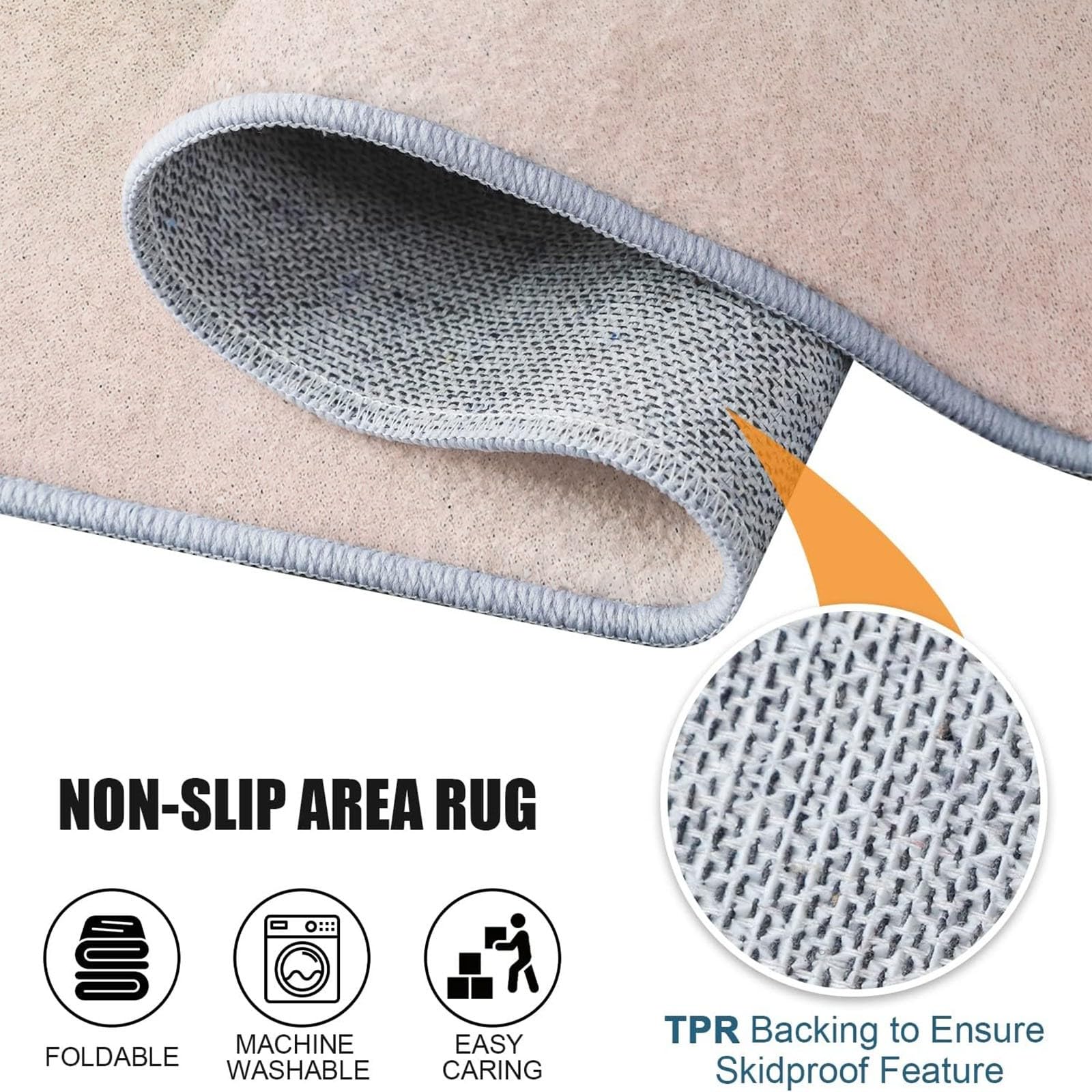 Nature Tapis de Salon, Couleur Claire Antidérapant Lavable en Machine Tapis Flanelle Douce, Moquette Motif Plage Flots pour Chambre Bureau Cuisine Decoration, 150x210 cm