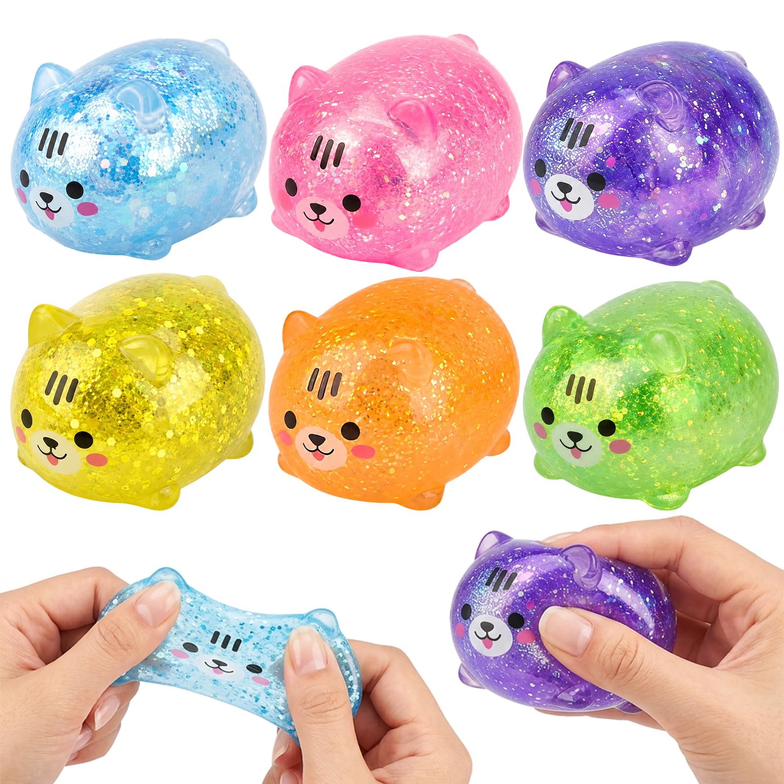 6Pcs Cat Squishy, Squishy, Maltose Mini Cats for Calm and Focus, Soft Sensory Squishies for Classroom and Office Use, Hand Exercise and Calm Tools