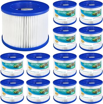 Hot Tub Replacement Filter Cartridges,Compatible with All Relxtime, Aleko, Wejoy, Aquaspa Hot Tubs,Screw-in Spa Filters for Inflatable Hot Tubs & Massage Pools 12 Pack