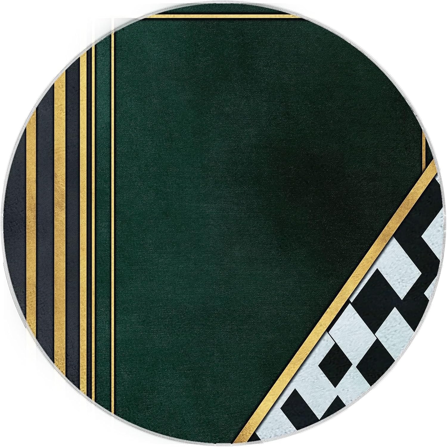 Washable Round Rug 6 ft Circle Carpet, Marble Stripe Geometric Lattice Non Slip Low Pile Carpet Marble Geometry Circular Rug 6' x 6' for Bedroom Entrance Office Non Shedding Indoor Coffee Table Mat
