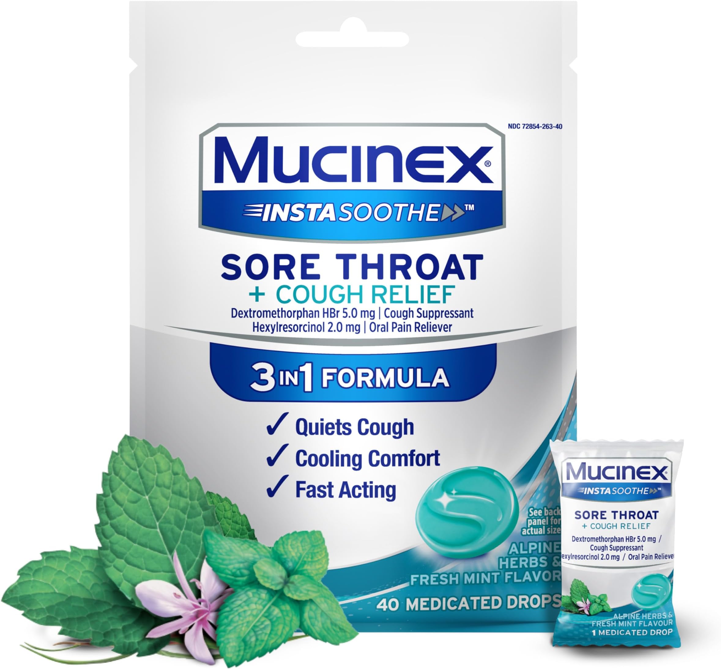 Mucinex Instasoothe Sore Throat Relief + Cough Relief, Sore