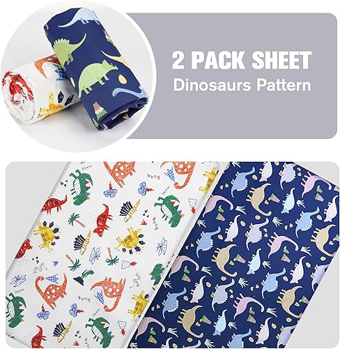 Miniatura 9 de Sábanas para cuna para niños y niñas, sábana bajera ajustable para cuna de 52 x 28 pulgadas para cuna estándar, 100% algodón natural, sábanas