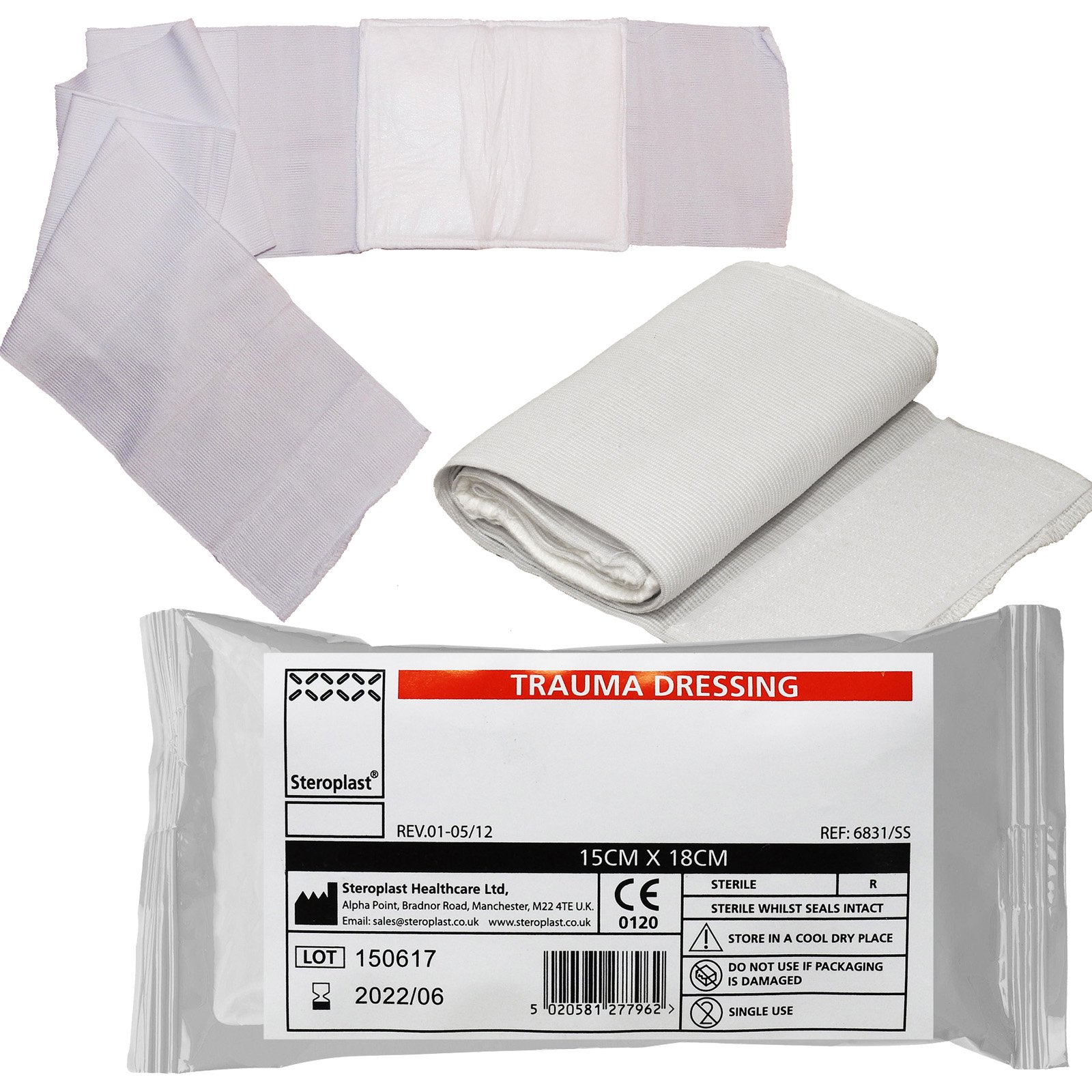 Trauma Wound Injury FFD Haemostatic Bleed Control Field Sterile Bandage Dressing - 15cm x 18cm (1 Pack)