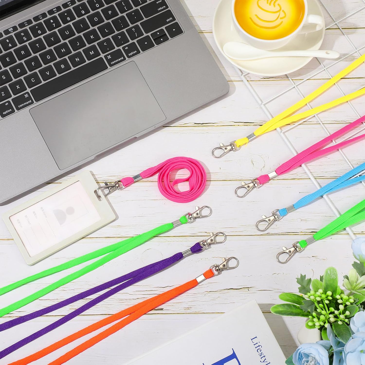 Qilery 300 Pcs Lanyards for ID Badges Lanyards Bulk with Clip Lanyard Strap with Swivel Hook Lanyards for Keys Neck Lanyard for Teacher Kid Adult Name Tag Phone Office Supplies (Multi Color,Nylon)