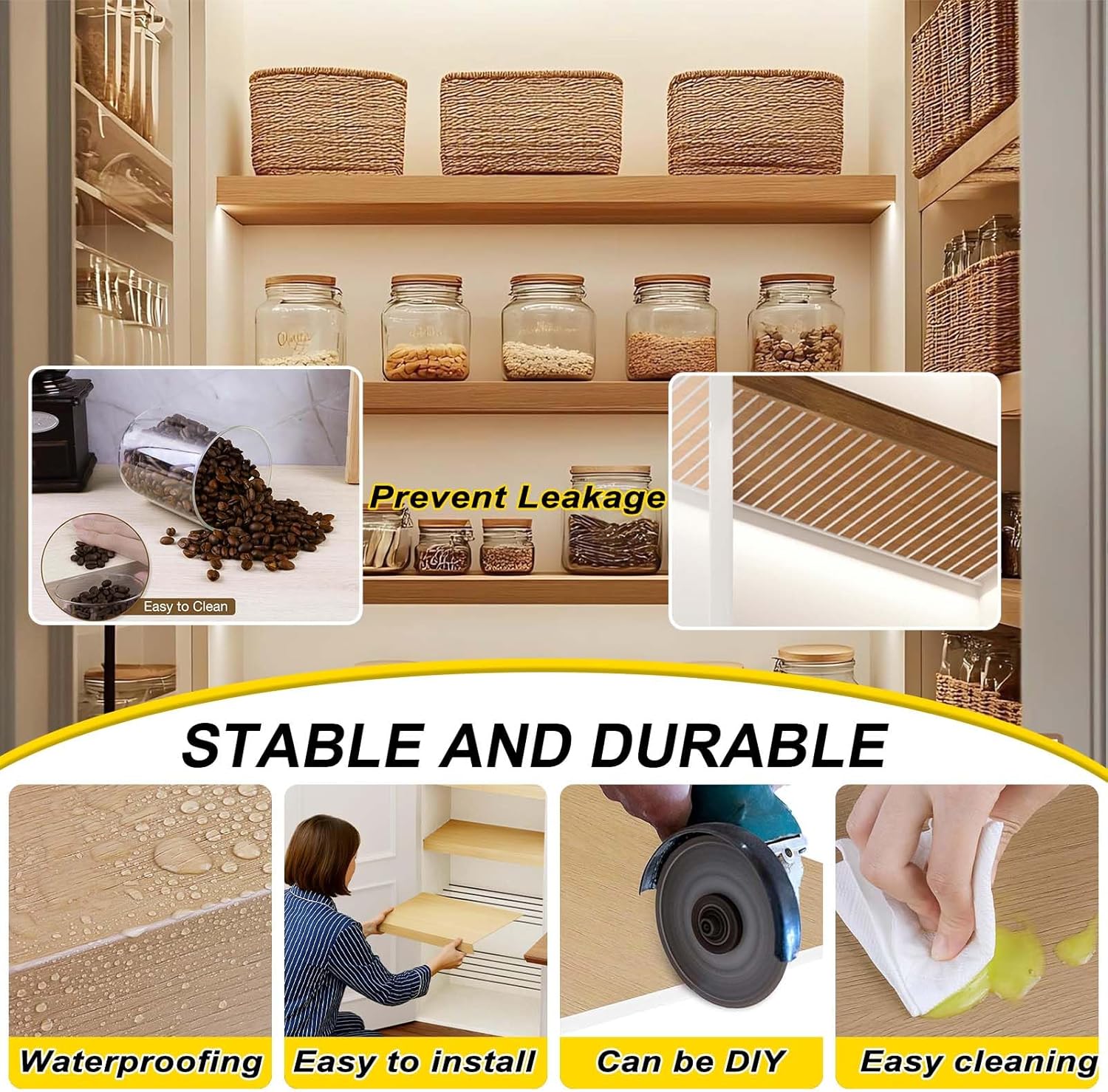 Wire Shelf Covers for Pantry, Preventing Leakage of Items & Removable, PVC Wire Rack Covers for Shelves Closet Kitchen