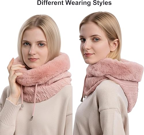 Vista 67 de HUAMULAN Gorro de invierno de una pieza para mujer, pasamontañas de forro polar, pasamontañas, máscara facial, bufanda, orejeras, esquí, nieve