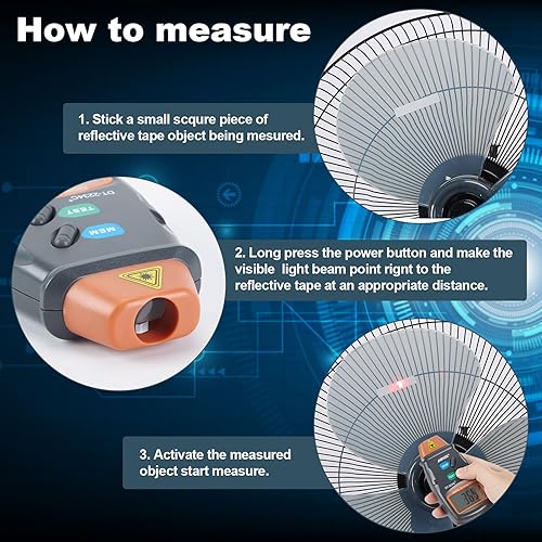 Vista 6 de AGPtek® - Tacómetro digital láser fotográfico profesional, sin contacto, tacómetro RPM