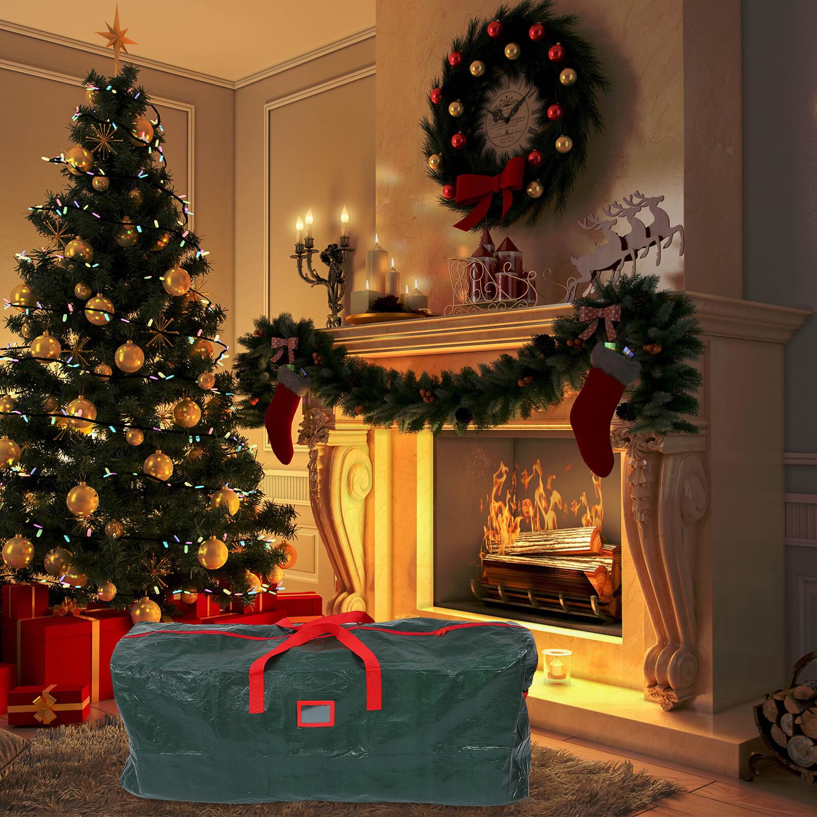 SOIMISS 1pezzi Borsa per Albero di Natale Contenitore Portatile Borsa di Stoccaggio per Mobili Organizer per Casa Pieghevole e Salvaspazio