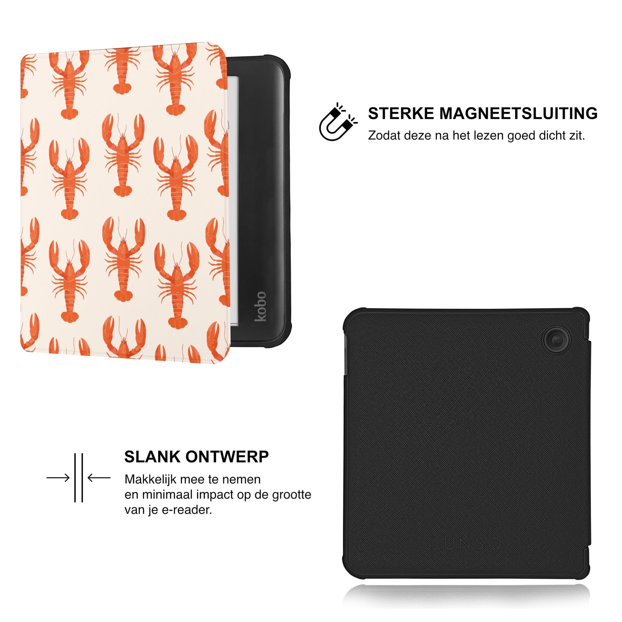 Lunso Passend für Kobo Libra Colour Hülle (7 Zoll) - Vegan Saffiano Leder Sleep Cover - Catch of the Day