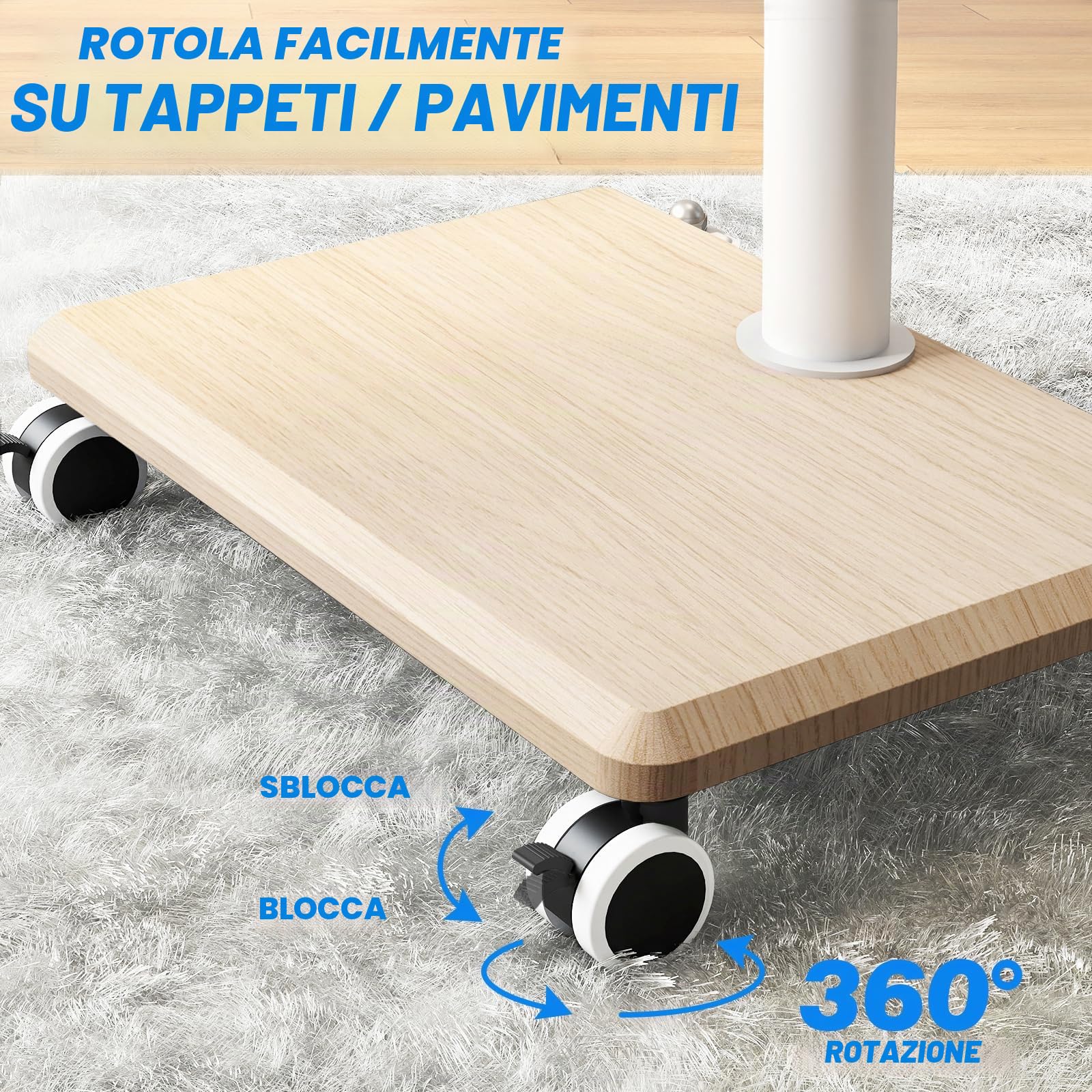 5Rcom TV Portatile con Piedistallo con Ruote per 27-55 Pollici, Supporto TV da Pavimento con Legno Base, TVs con le Ruote con Ripiano Max VESA 400x400mm 30kg (Bianca)