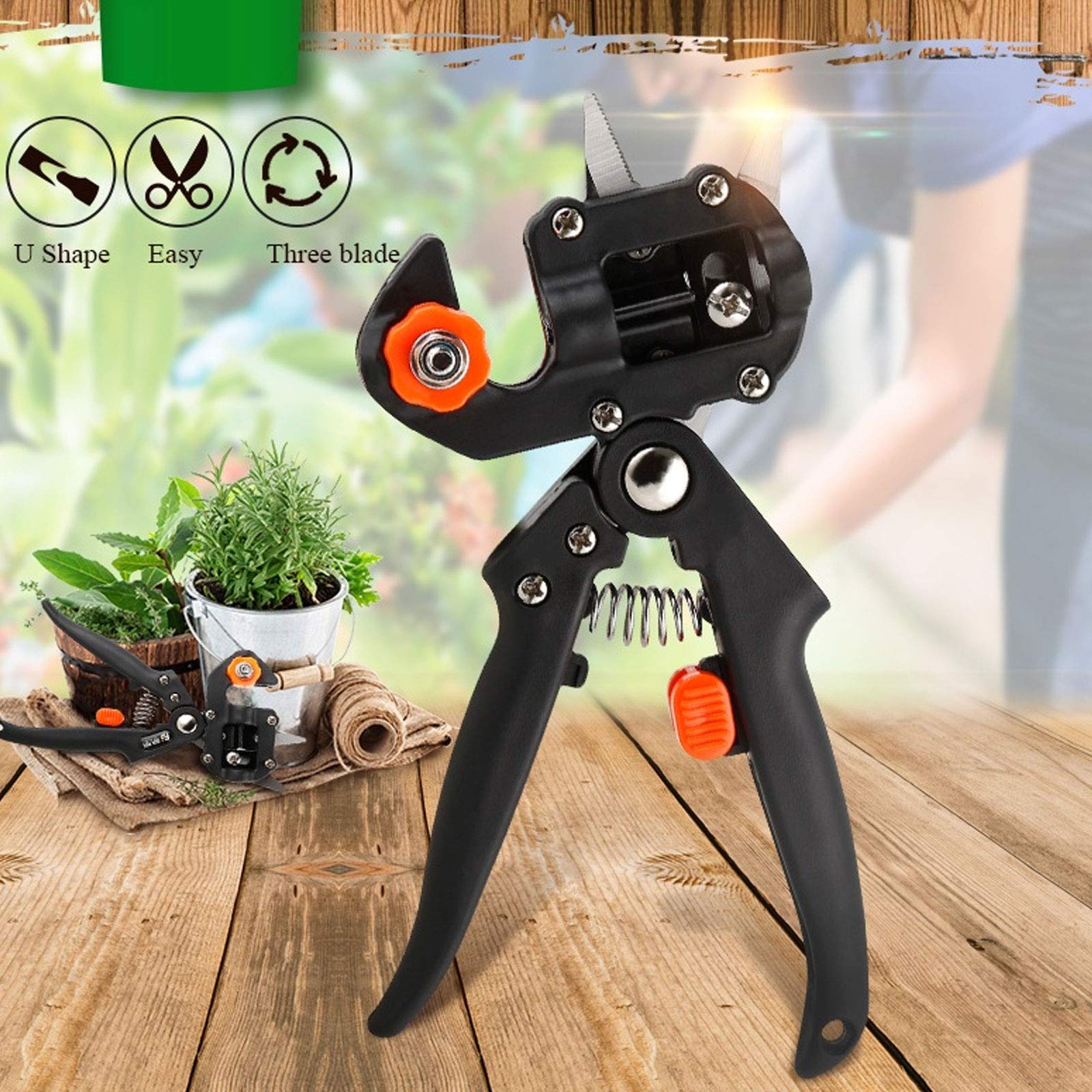 Forbici per Innesto e Potatura Forbici Innesto, Giardino Innesto Kit Professionali Cesoia Forbici da Potatura Set da Giardinaggio per Alberi da Frutto/pianta/ramo, Alto Tasso di Sopravvivenza,Nero