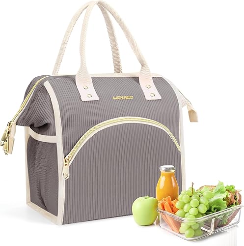 Miniatura 14 de LOKASS Bolsa de Almuerzo Aislada Lonchera de Apertura Amplia Bolsa Tote de Almuerzo Soporte Grande para Bebidas Organizador de Aperitivos de Nailon