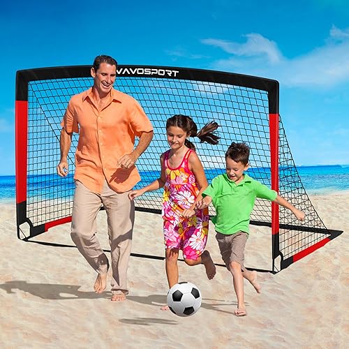 Miniatura 7 de Juego de porterías de fútbol para niños para patio trasero, 2 redes portátiles de 4 x 3 / 6 x 4 pies, mini equipo de entrenamiento de fútbol