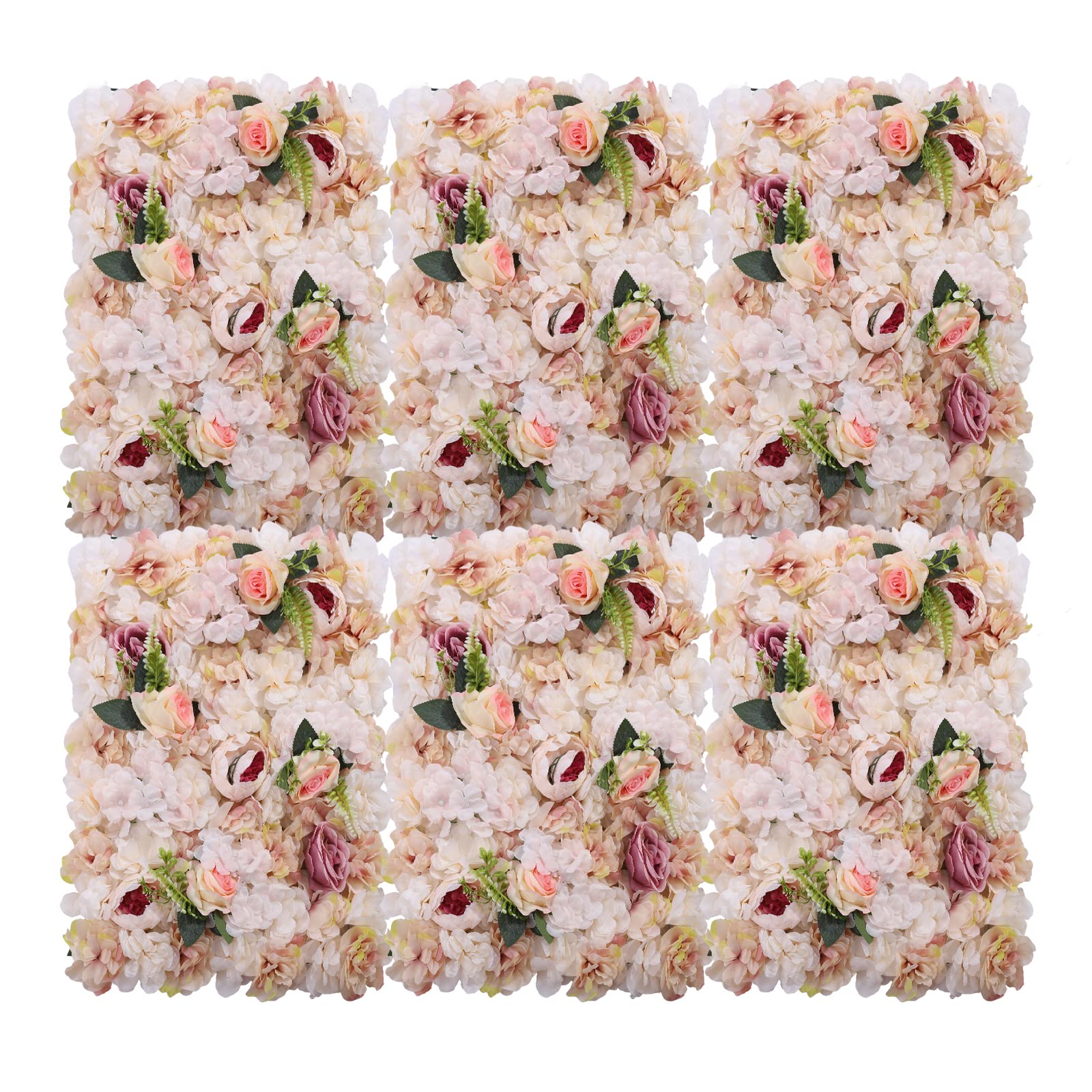 6 Stück Künstliche Blumen-Wandpaneel, Blumen-Hintergrund, 60 x 40 cm künstliche Blumen, Wandpaneele, Blumenpaneele für Blumenwand, Hochzeit, Wand, Party