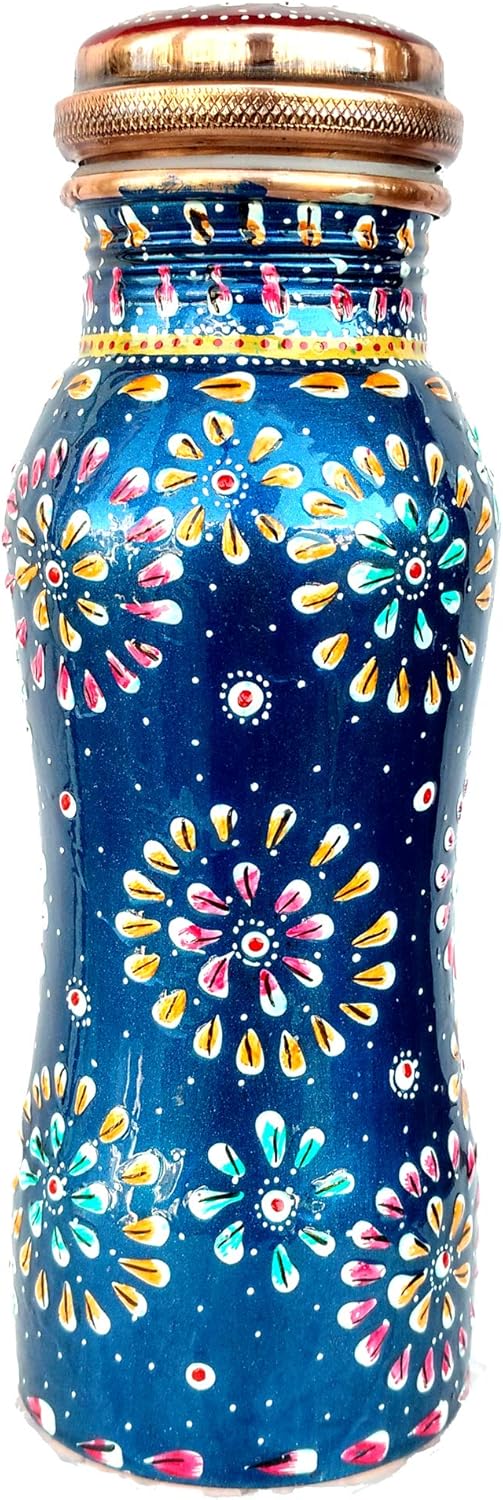 Rastogi Handicrafts Hand Painted Curve Water Bottle Capacity 500 ml Colored Art Work