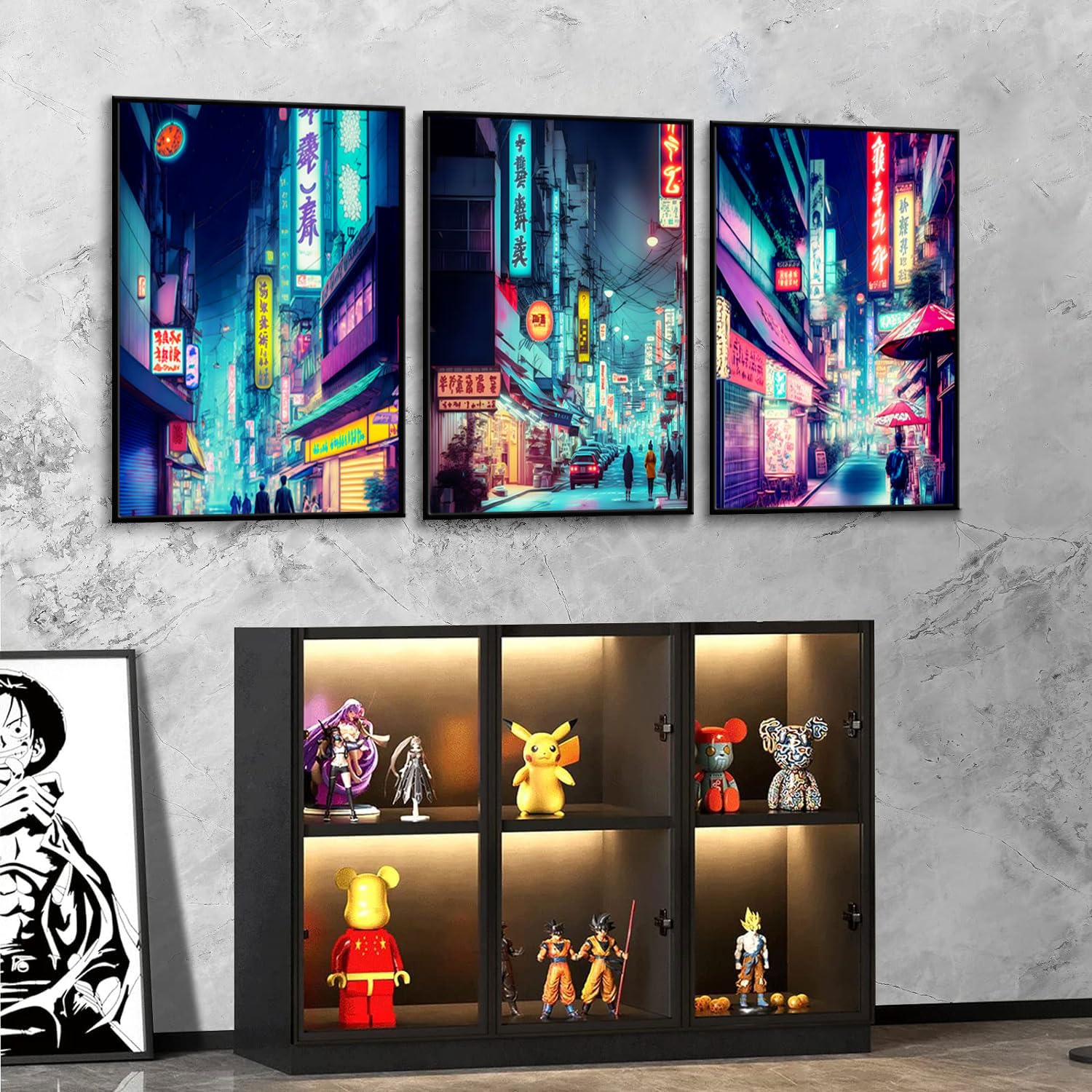 3Pcs Japanese Cityscape Wall Art Japan Cyberpunk Neon