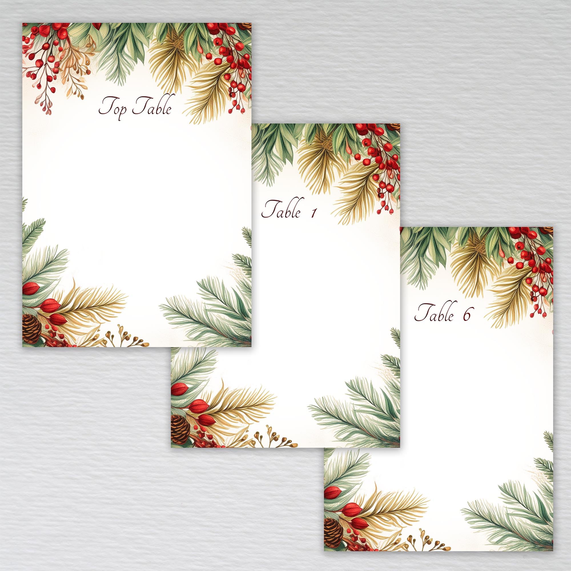 Red Berry Christmas Wedding Table Plan Cards A6, DIY Make Your Own Seating Plan Planners Forest: Red Berry Winter Blank Wedding Table Plan Cards (Pack of 21 without Envelopes)