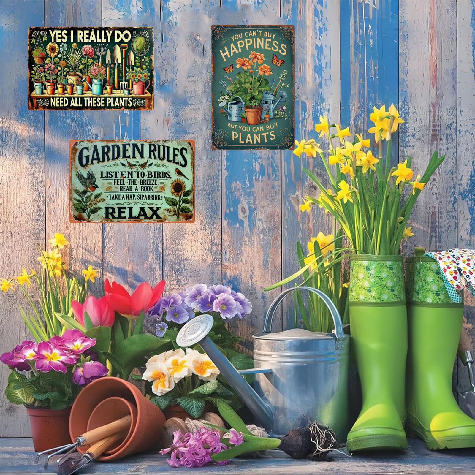 アンティーク雑貨 Vintage Sign Board Amazon.com: Garden Signs Vintage Metal Sign, Retro Garden Signs
