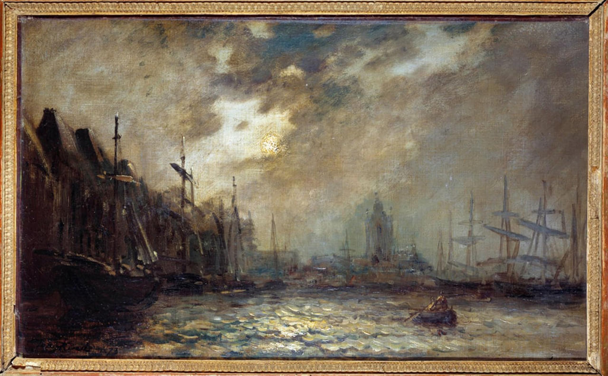SERENDIPITP Vintage Picture Print on Canvas Wall Art Poster the Port of Rotterdam Painting by Johan Barthold Jongkind Artwork Print Poster for Wall Decor 60x90cm