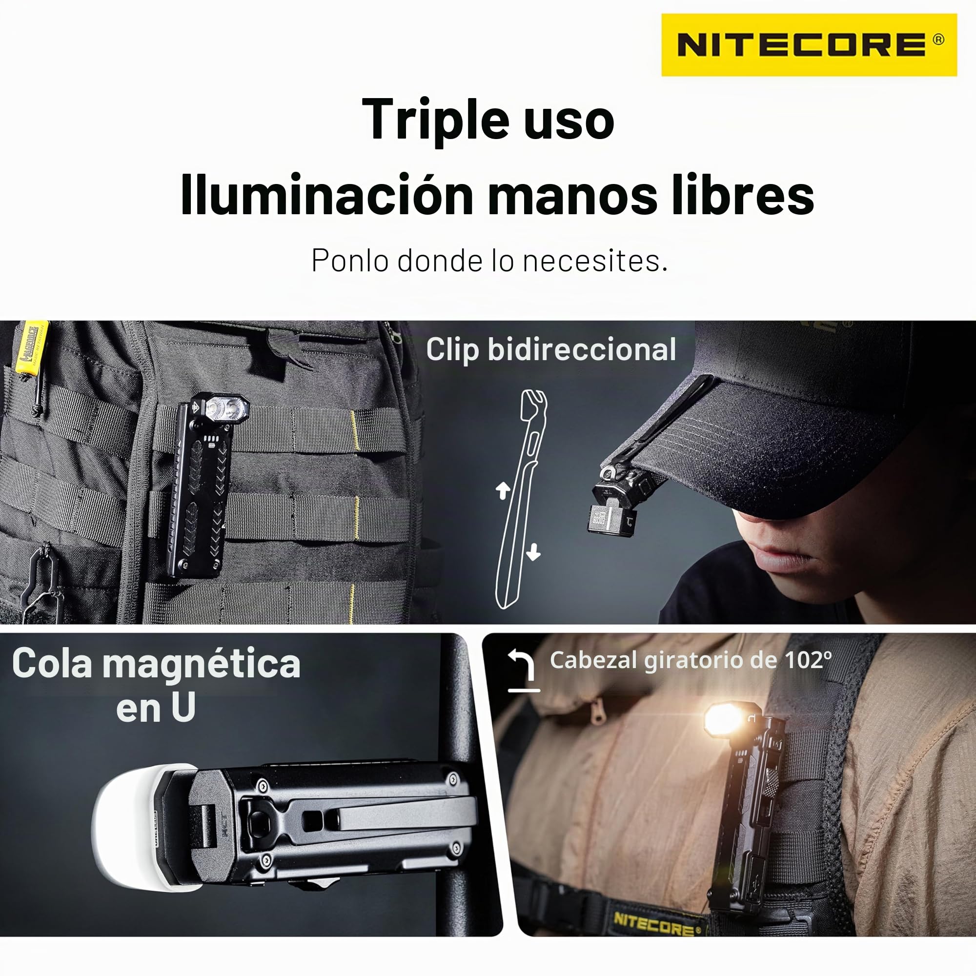 Nitecore EDC09 High CRl Tres Temperaturas de Color Ángulo Ajustable EDC Linterna