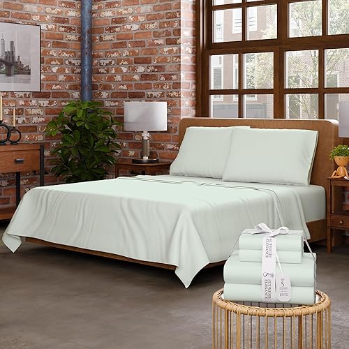 Miniatura 9 de Purity Home Sábanas de algodón orgánico natural tamaño Queen, 4 piezas, ultra ligeras, absorben la humedad, 100% algodón transpirable para cama