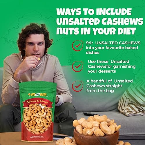 Vista 4 de Anacardos tostados secos sin sal 4 libras – Anacardos tostados secos Kosher de calidad premium – Sin aceite, aperitivo de sabor rico natural