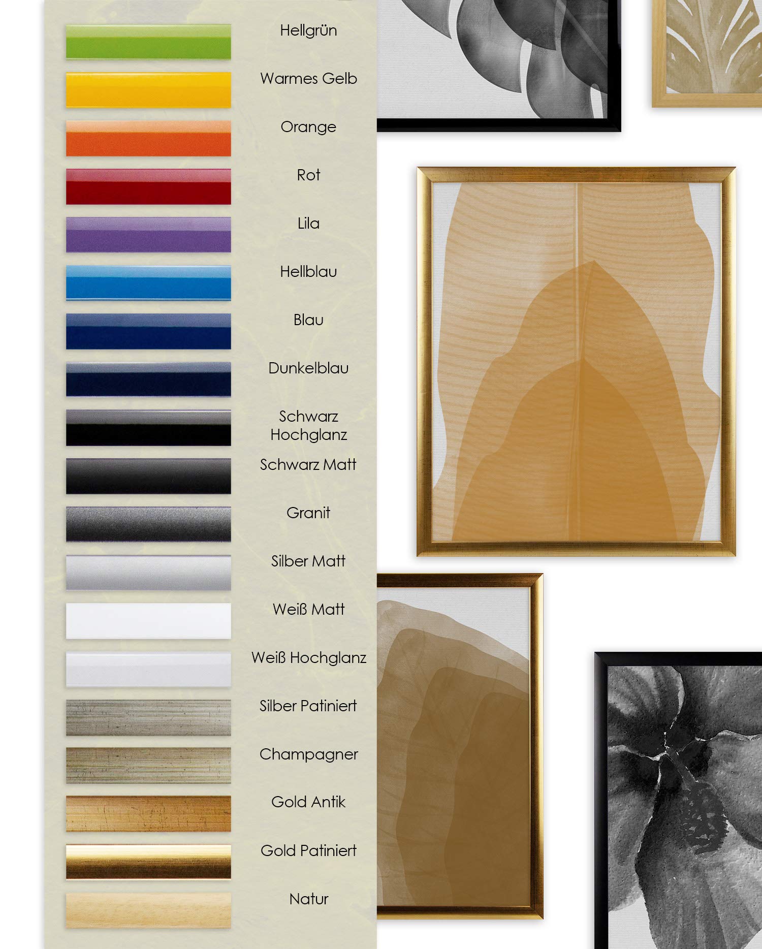 BIRAPA - Cornice portafoto Orlando Multifit, 30 x 30 cm, in legno massiccio con vetro antiriflesso da 2 mm e dorso bianco