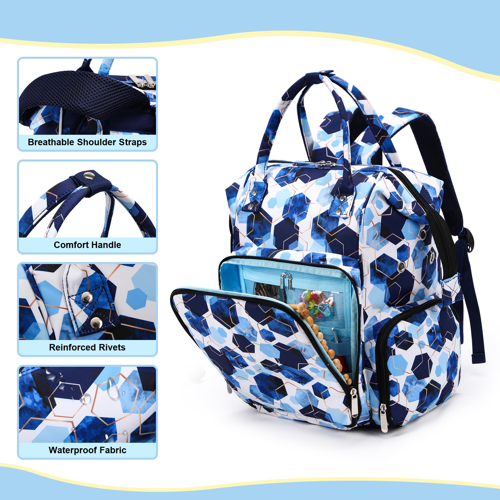 JOZEA Large Capacity Knitting Bag Backpack,Portable Crochet Bags and Totes Organizer for Women Yarn Bags Holder Case for Crocheting (Geometric Pattern) - Image 4