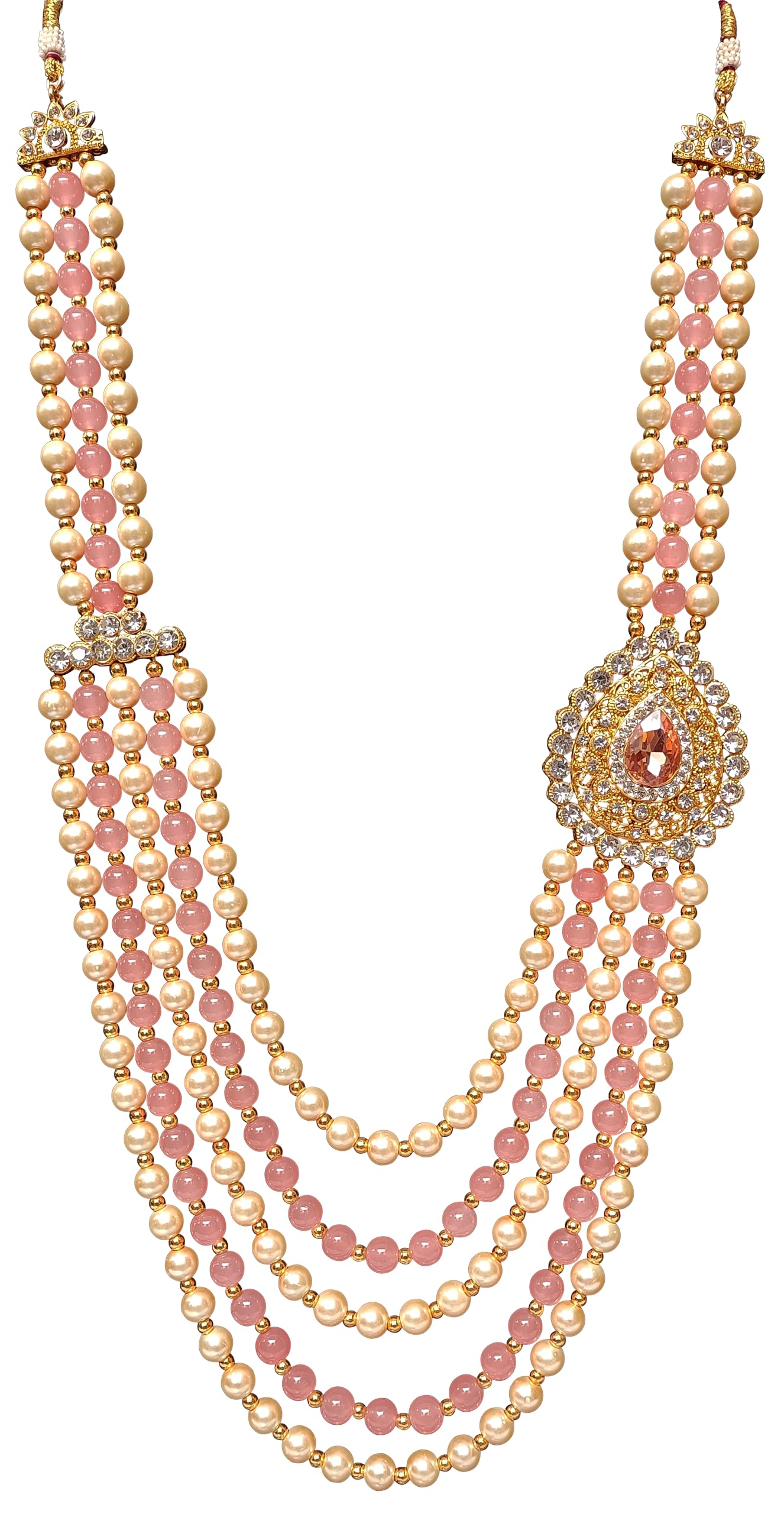 Pearl Base Metal and Dulha Moti Mala Haar Necklace for Men's