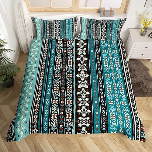 Erosebridal Juego de funda de edredón de flores exóticas, estilo bohemio, para niños y niñas, funda de edredón étnica tribal barroco, vintage,