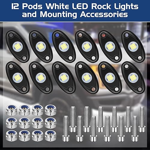Miniatura 2 de Macarrie 12 Pods Luces LED Rock para Coche SUV Luces Underglow Impermeables Neón Trail Rig Lámpara Iluminación para Camión Motocicleta Barco ATV UTV