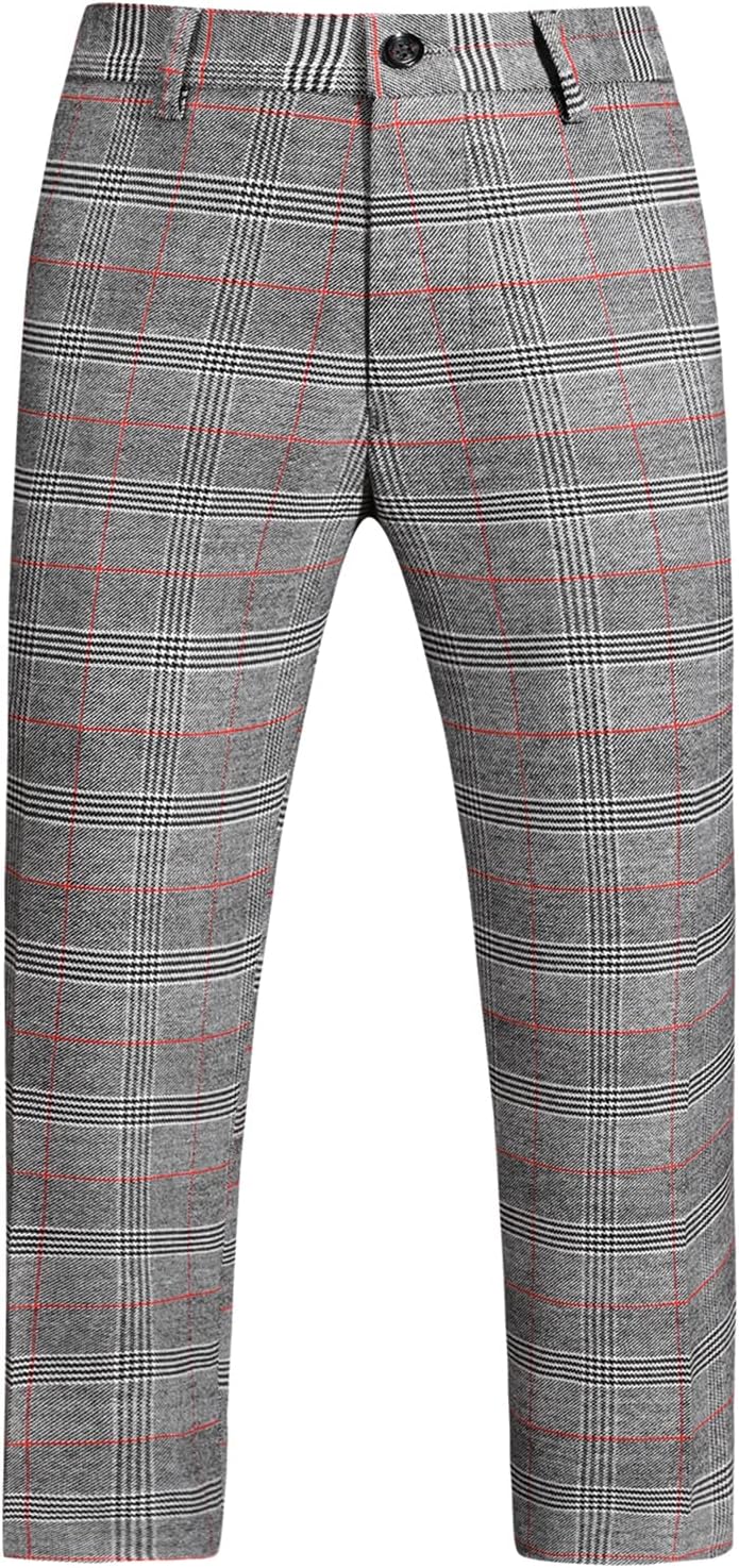 Boys Slim Fit Suit Tuxedo for Boy Check Plaid 3 Piece Suit Set for Kid Formal Boys Dress Clothes Wedding Ring Bearer Outfit - Image 4